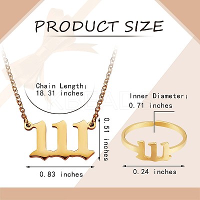 Number Pendant Necklace & Open Cuff Ring JX195A-1