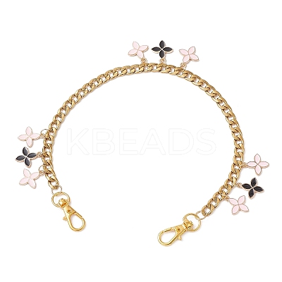 Alloy Enamel Flower Charm 304 Stainless Steel Cuban Link Chain Bag Decorative Chains FIND-JF00160-03-1