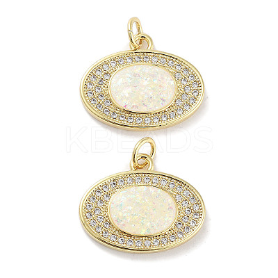 Brass Micro Pave Clear Cubic Zirconia Pendants KK-L213-035G-1