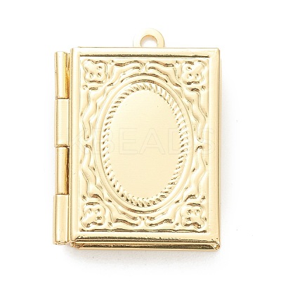 Brass Locket Pendants KK-P199-11G-1