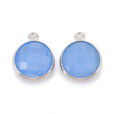 Brass Glass Charms KK-C228-01P-1