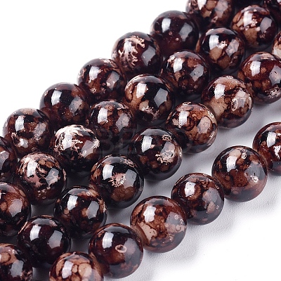Opaque Spray Painted Glass Beads Strands GLAA-WH0015-43F-1