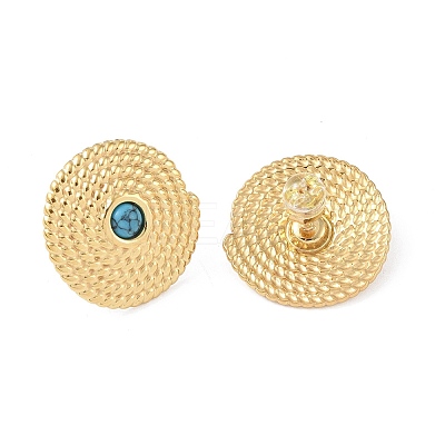 Natural Turquoise & 304 Stainless Steel Rope Disc Stud Earrings for Women EJEW-G390-04G-02-1