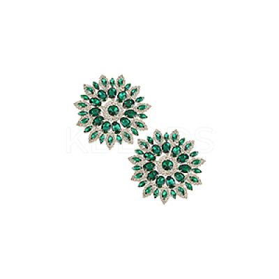 2Pcs Alloy with Rhinestone Handicraft Beading Appliques AJEW-FG0004-29B-1