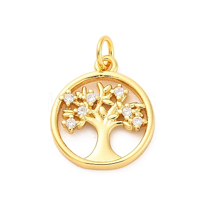 Brass Micro Pave Cubic Zirconia Pendants KK-D325-57G-01-1