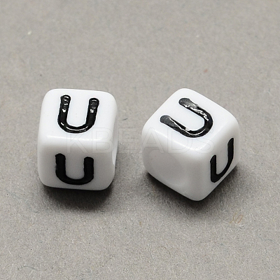 Large Hole Acrylic Letter European Beads LS-SACR-Q103-6mm-01U-1