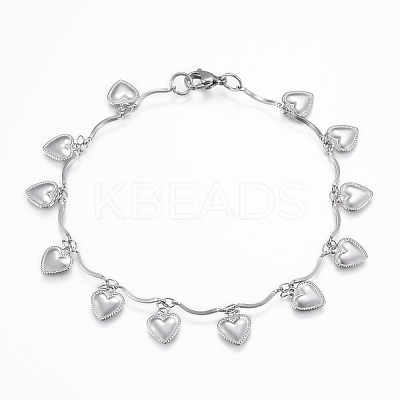 Tarnish Resistant 304 Stainless Steel Charm Bracelets BJEW-H528-01P-1