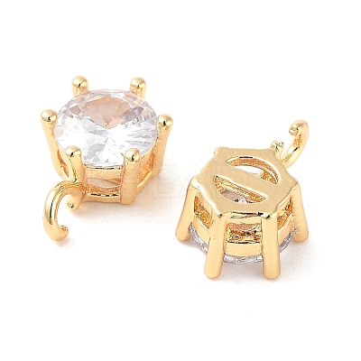 Brass Micro Pave Clear Cubic Zirconia Pendants KK-B102-11G-1
