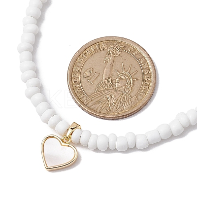 Bohemia Freshwater Shell Heart Pendant Necklaces NJEW-JN04774-1