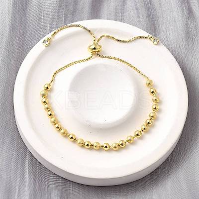 Brass Round Beads Slider Bracelets for Women BJEW-D317-13A-G-1