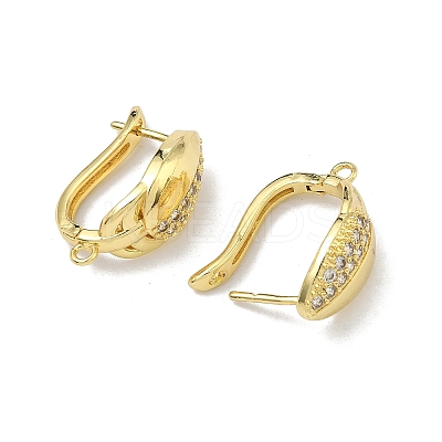 Brass Micro Pave Cubic Zirconia Earring Findings KK-D226-03G-1