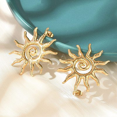 304 Stainless Steel Stud Earrings for Women EJEW-B121-01G-02-1