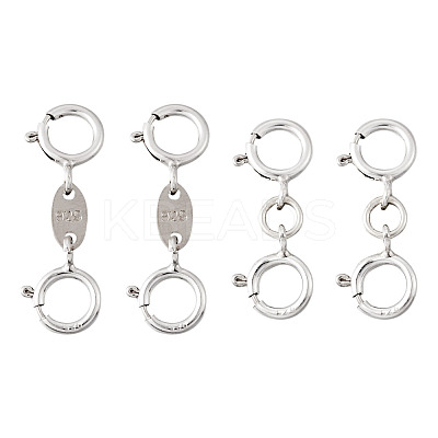 Anti-Tarnish 4Pcs 2 Style 925 Sterling Silver Spring Ring Clasps Sets STER-TA0001-05-1