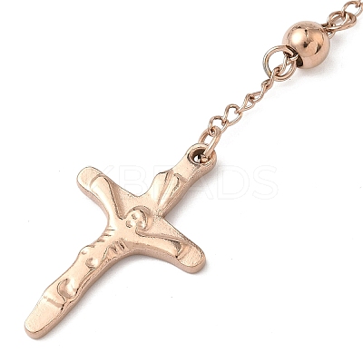 304 Stainless Steel Rosary Bead Necklaces NJEW-F240-02RG-1