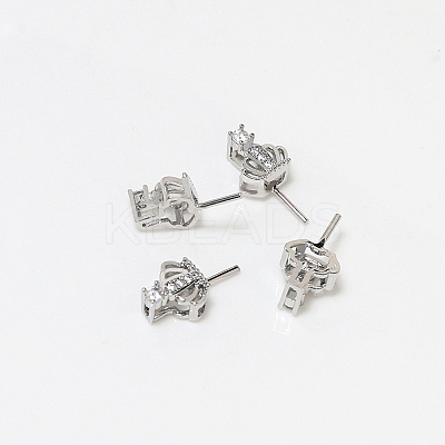 Brass Micro Pave Clear Cubic Zirconia Crown Head Pins BAPE-PW0002-19B-02-1