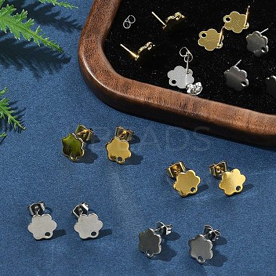 16Pcs 2 Colors 201 Stainless Steel Stud Earring Findings with Hole EJEW-FS0001-20-1