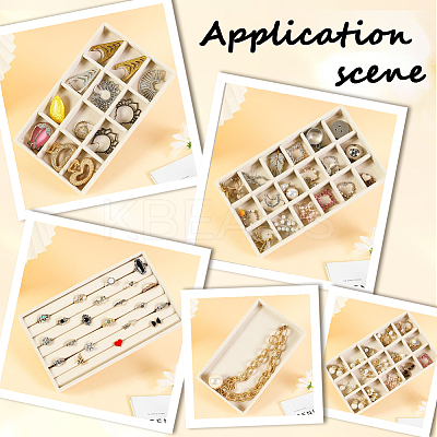 12 Grids Rectangle Wood Covered with Velvet Jewelry Trinket Display Trays AJEW-WH20054-062F-01-1