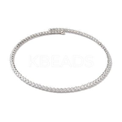Rack Plating Brass Cubic Zirconia Elasticity Necklaces NJEW-S425-01P-1
