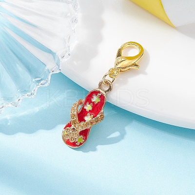 Flip Flops Alloy Enamel Pendant Decoration HJEW-JM01419-1