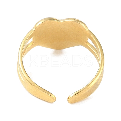 Ion Plating(IP) 304 Stainless Steel Enamel Heart Cuff Finger Rings RJEW-L107-059G-01-1