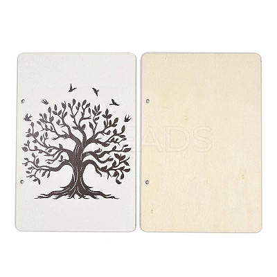 Printed Wooden 2-Ring Loose Leaf Binder Postcard Photo Album Cover DIY-XCP0003-83B-1