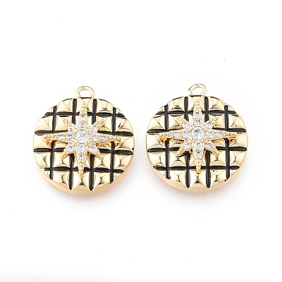 Brass Pave Clear Cubic Zirconia Pendants KK-N232-514-1