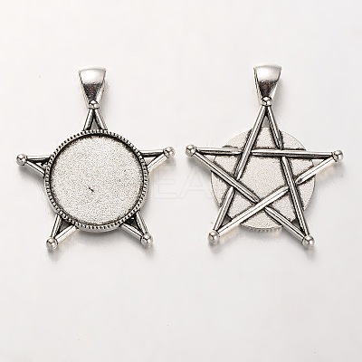 Tibetan Style Alloy Pendant Cabochon Bezel Settings PALLOY-J494-15AS-1