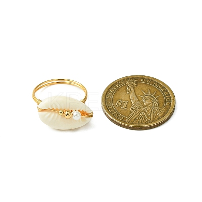 Natural Shiva Eye Shell Finger Rings RJEW-TA00166-1