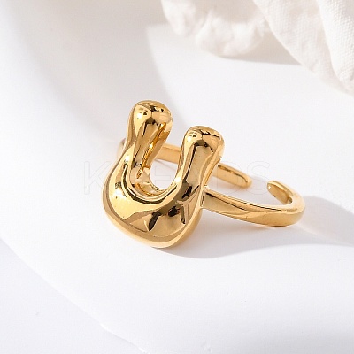 304 Stainless Steel Open Cuff Rings for Women LS-RJEW-M060-01G-21-1