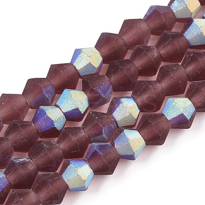 Imitate Austrian Crystal Bicone Frosted Glass Beads Strands GLAA-F029-TM4mm-A05-1