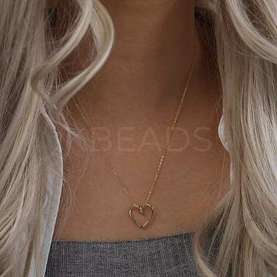 925 Sterling Silver Heart Pendant Necklaces for Women NJEW-C087-04G-1