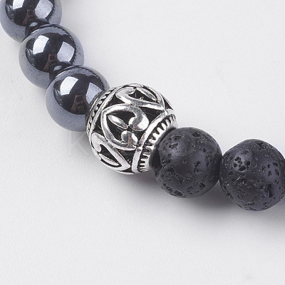 Natural Lava Rock Beads Stretch Bracelets BJEW-E326-04-1