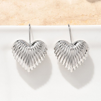 Textured Heart Brass Dangle Earrings EJEW-B132-04P-1