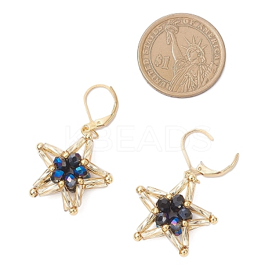 Glass Seed Beaded Star Leverback Earringss EJEW-MZ00637-1