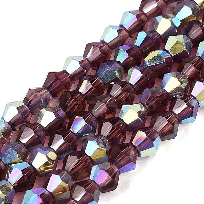 AB Color Plated Transparent Glass Beads Strands GLAA-G127-01-02S-1