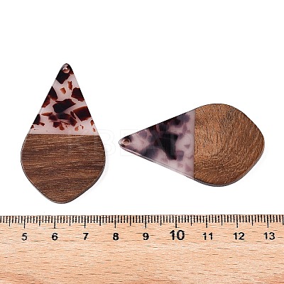 Transparent Resin and Walnut Wood Pendants RESI-T057-06B-1