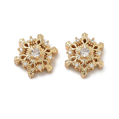 Christmas Brass Pave Cubic Zirconia Beads KK-A286-20G-01-1