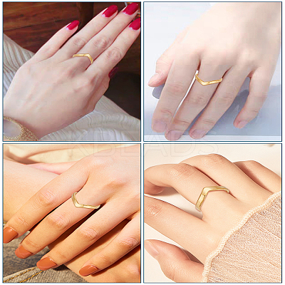 1Pc Stainless Steel Chevron Ring with Blue Zircon for Women - Elegant Jewelry RJEW-LP0001-15A-1