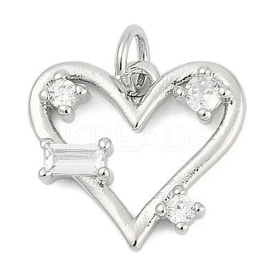 Brass Micro Pave Clear Cubic Zirconia Pendants KK-G522-53P-03-1