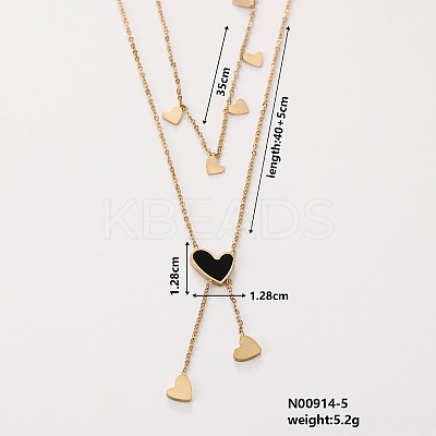 Stylish 304 Stainless Steel & Plastic Heart Pendant Necklaces II9512-5-1