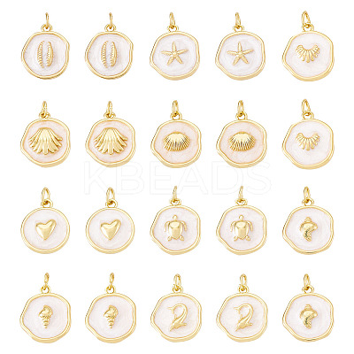 20Pcs 10 Styles Ocean Theme Brass Enamel Pendants KK-TA0002-04-1