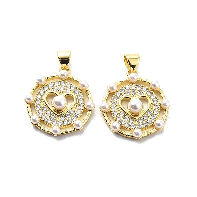 Brass Clear Cubic Zirconia Pendants KK-G446-15G-1