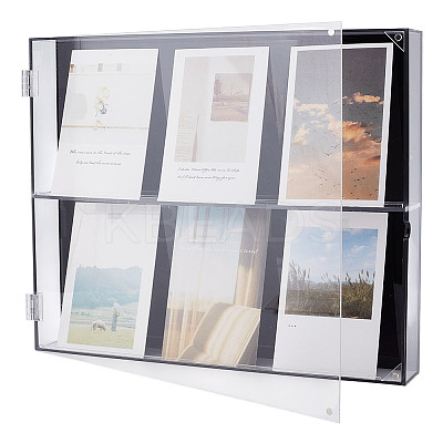 2-Tier Rectangle Wall Mounted Acrylic Baseball Card Display Cases with Magnetic Lid ODIS-WH0331-19A-1