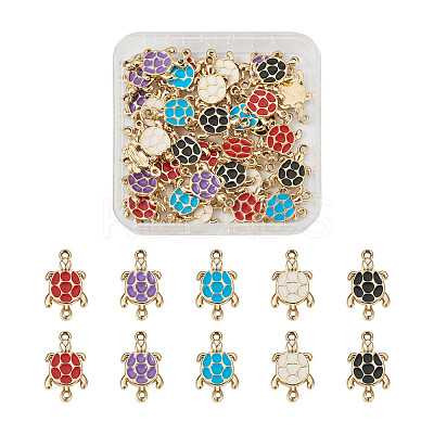 40Pcs 5 Colors Zinc Alloy Enamel Connector Charms ENAM-YS0001-08-1