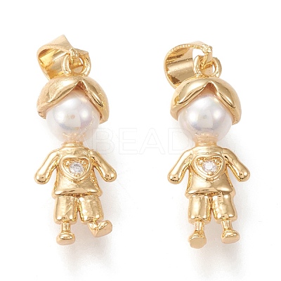 Brass Micro Pave Clear Cubic Zirconia Pendants ZIRC-I045-02G-1