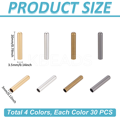 120Pcs 4 Colors Brass Tube Beads KK-GA0001-94-1