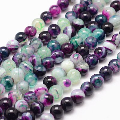 Natural Striped Agate/Banded Agate Bead Strands X-G-K155-A-6mm-10-1