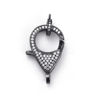 Brass Micro Pave Cubic Zirconia Lobster Claw Clasps ZIRC-F110-01B-B-1