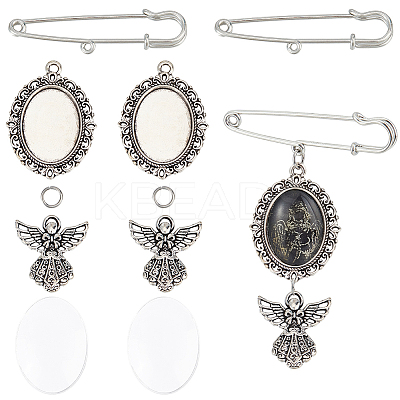 60Pcs 5 Styles Tibetan Style Alloy Pendants with Iron Brooch Findings TIBE-SC0009-45B-1