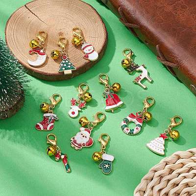 Christmas Alloy Enamel Pendants Decorations HJEW-JM01073-1